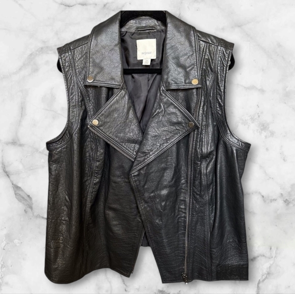 Sejour Jackets & Blazers - Black Leather Vest, 16W